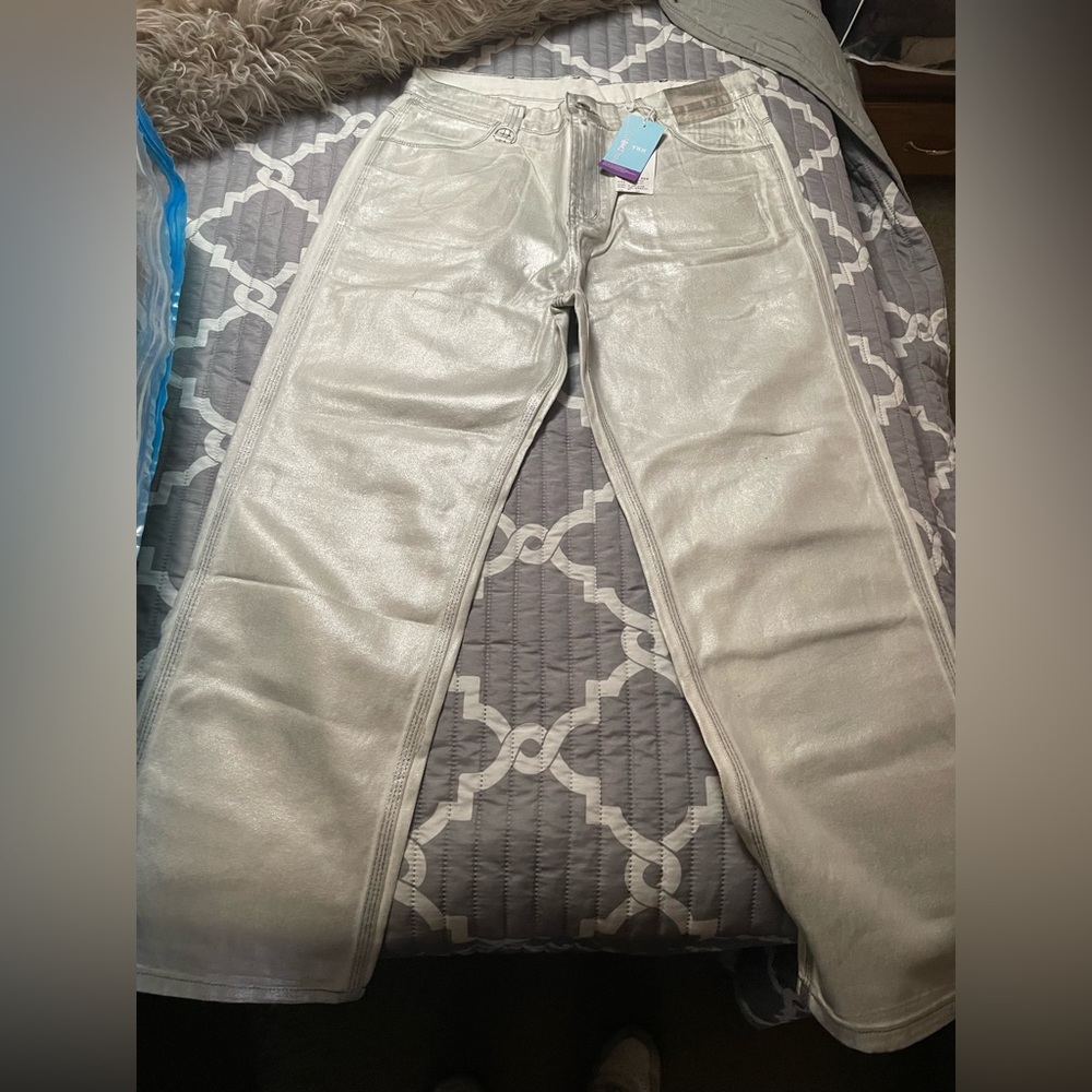 Metallic Silver Pants